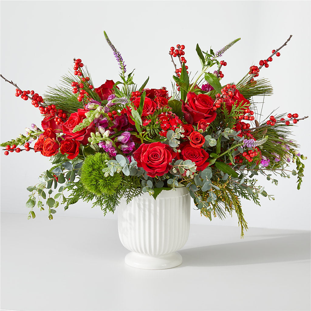 Big Red Bow Bouquet – Coach House Floral Inc, Canal Fulton OH