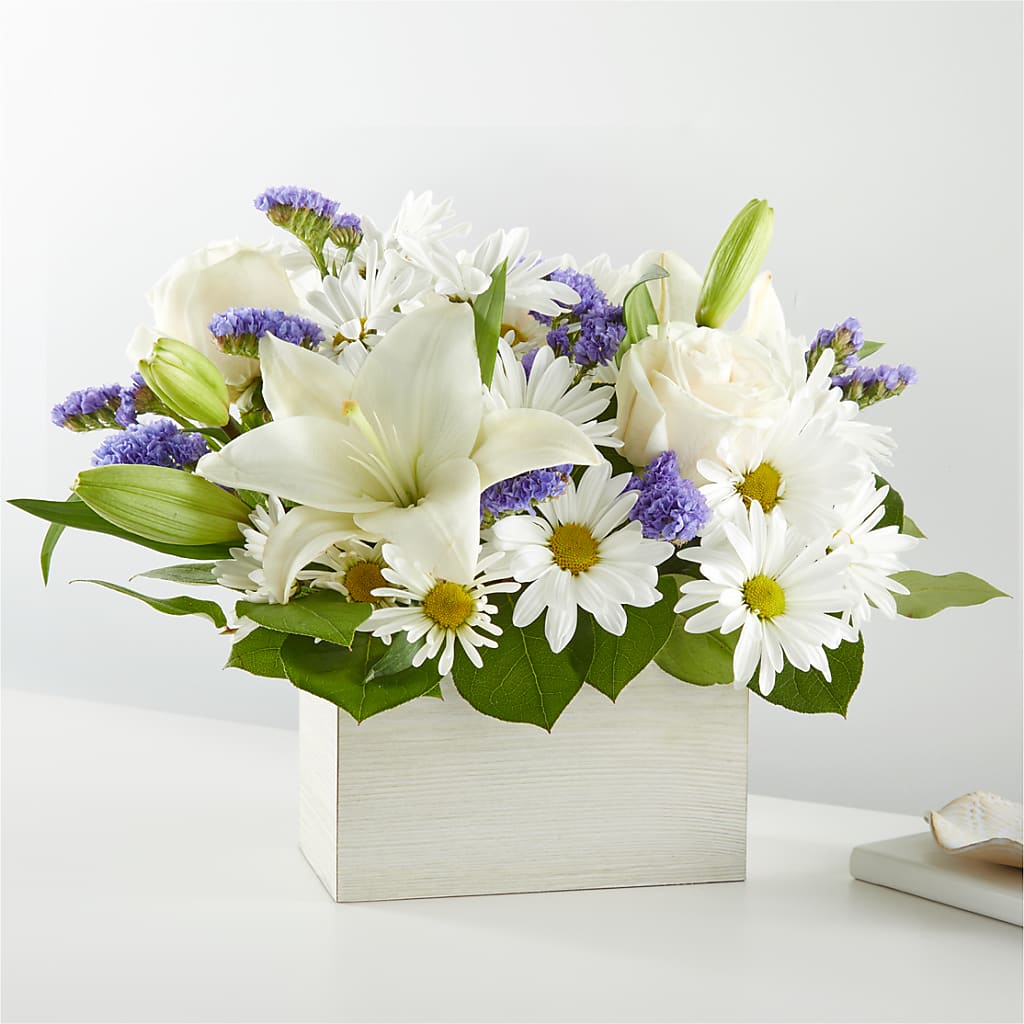 Beyond Blue Box Bouquet – Coach House Floral Inc, Canal Fulton OH