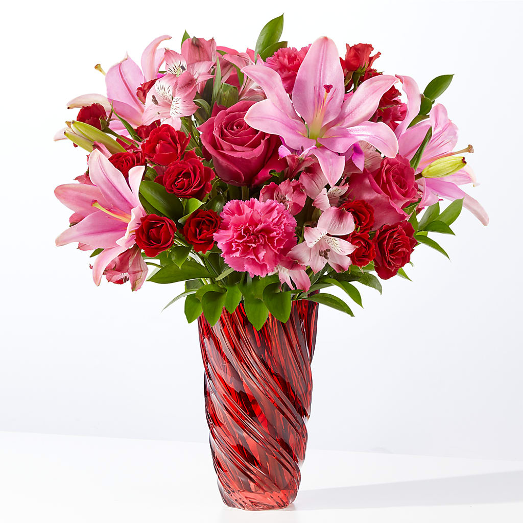In Love Bouquet with Luxe Swirl Vase – Coach House Floral Inc, Canal Fulton OH