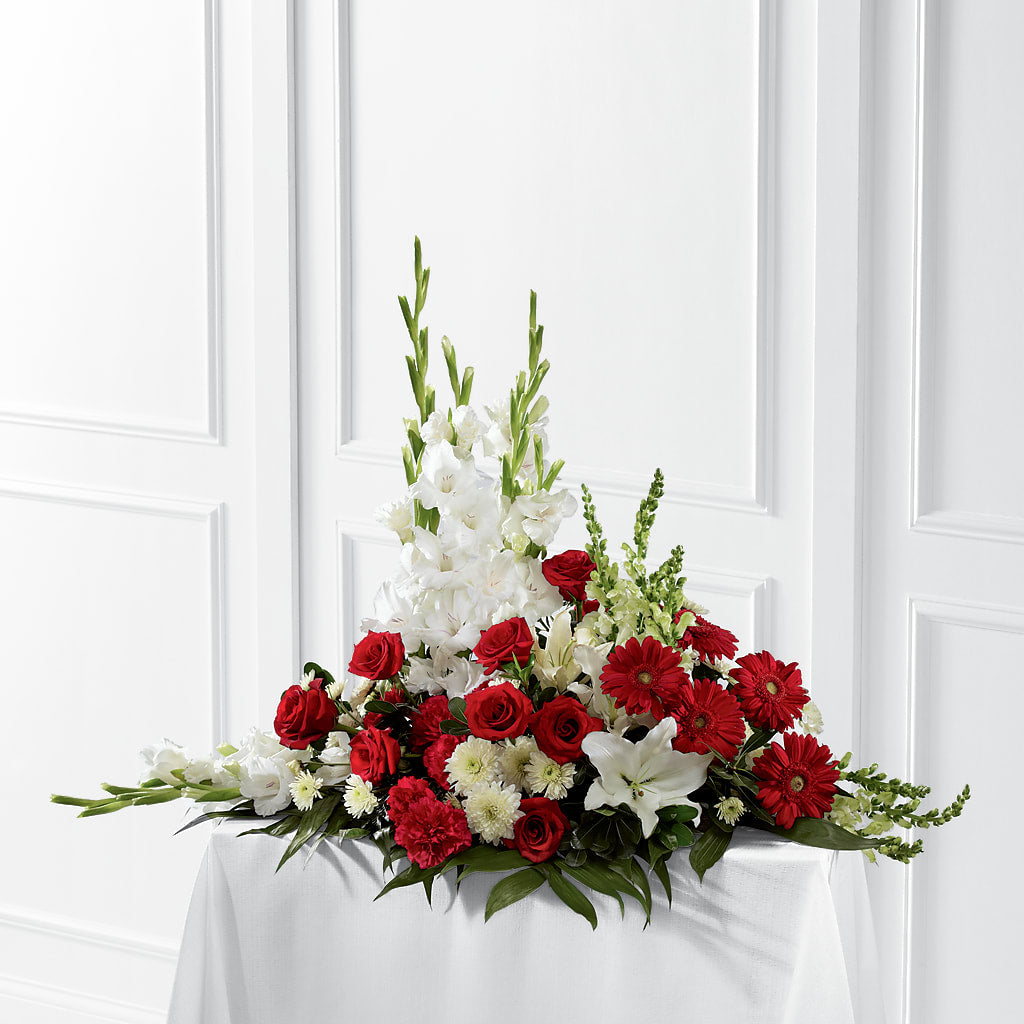 Crimson & White Arrangement – Coach House Floral Inc, Canal Fulton OH