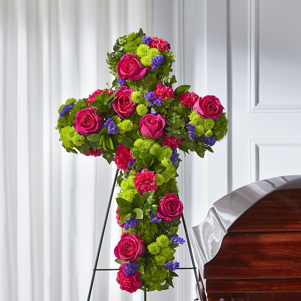 Tribute Rose Floral Cross – Coach House Floral Inc, Canal Fulton OH
