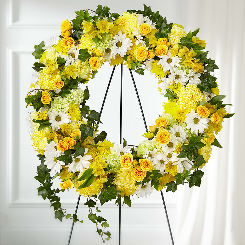 Golden Remembrance Wreath – Coach House Floral Inc, Canal Fulton OH