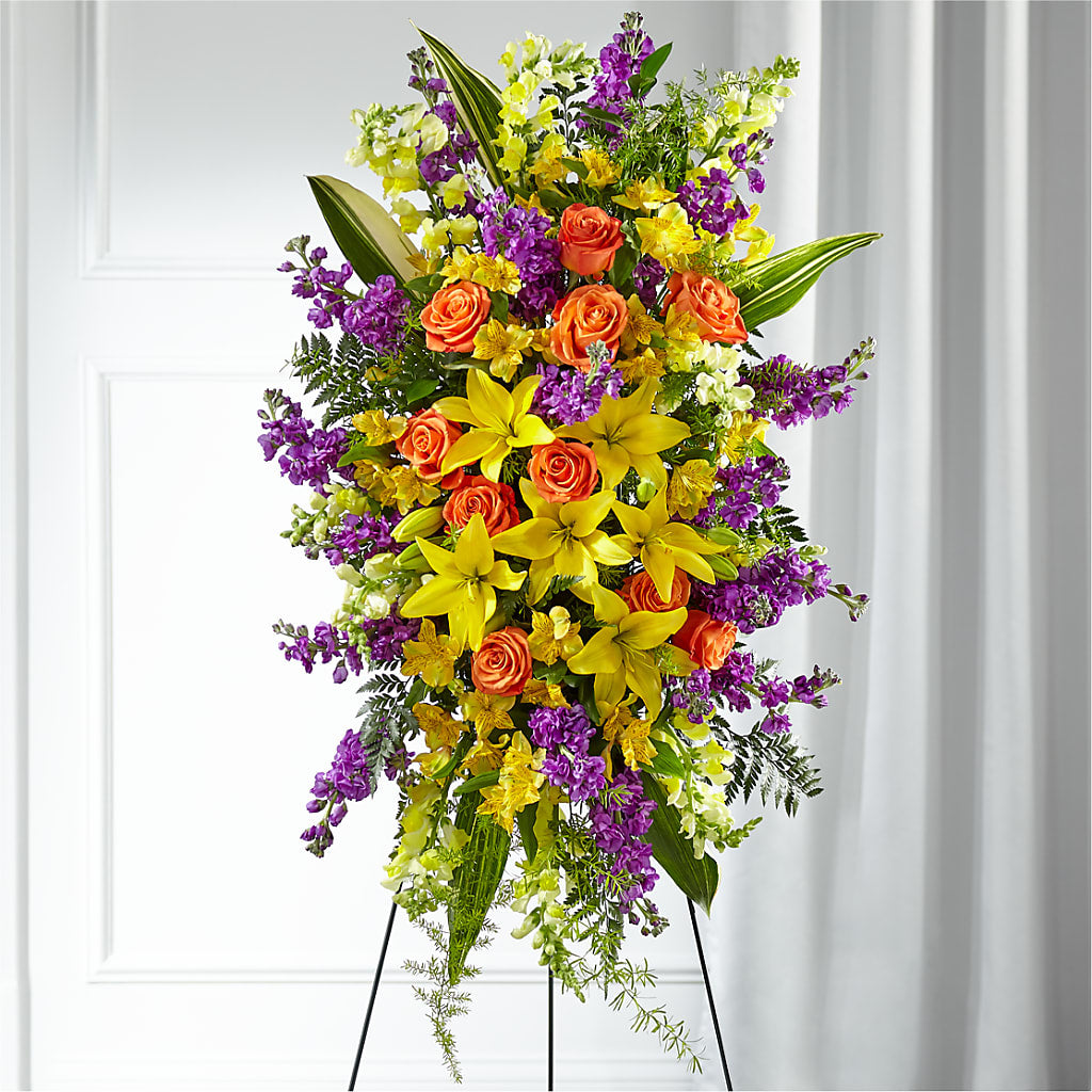 Thoughtful Prayers Standing Spray – Coach House Floral Inc, Canal Fulton OH