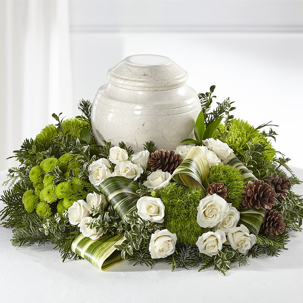Precious Evergreen Cremation Adornment – Coach House Floral Inc, Canal Fulton OH