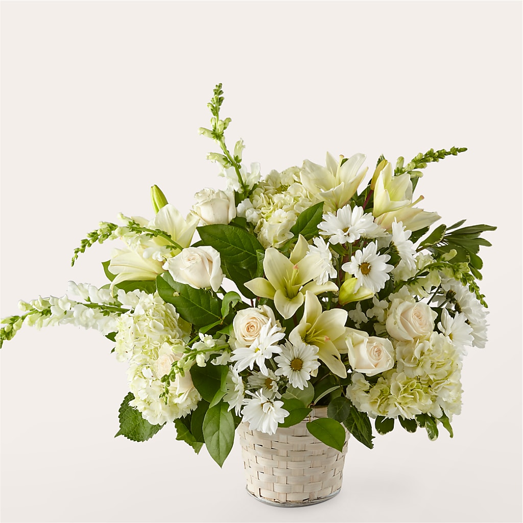Ivory Elegance Floral Basket – Coach House Floral Inc, Canal Fulton OH