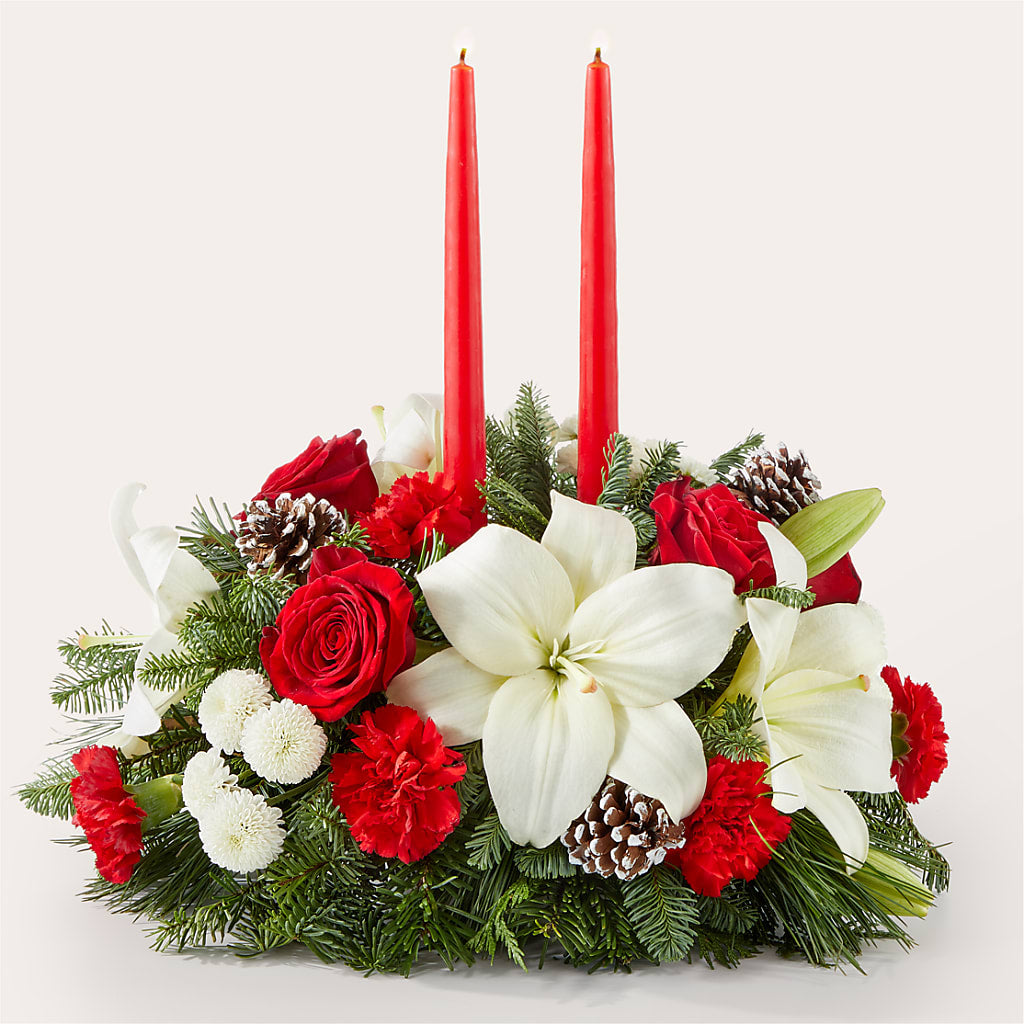 Seasonal Festivities Centerpiece – Coach House Floral Inc, Canal Fulton OH