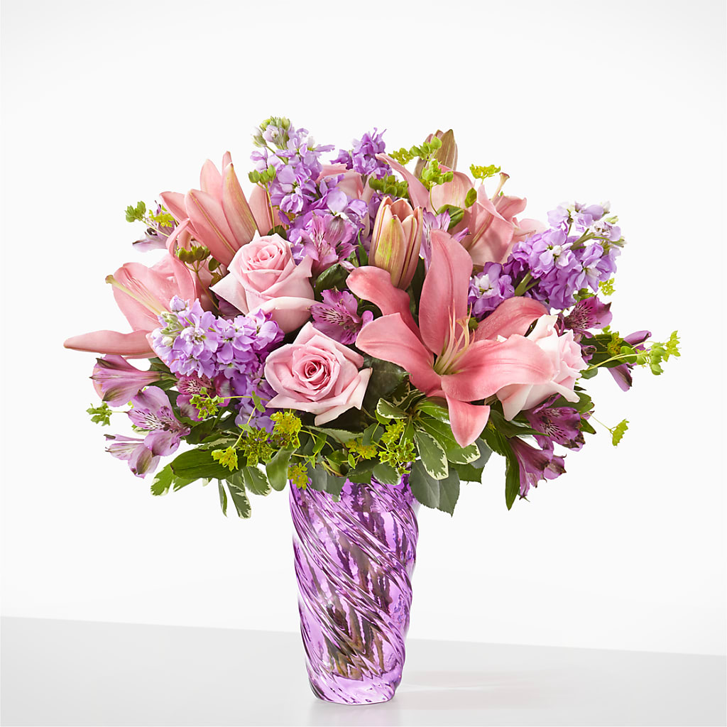 Precious Petals Bouquet with Luxe Swirl Vase – Coach House Floral Inc, Canal Fulton OH