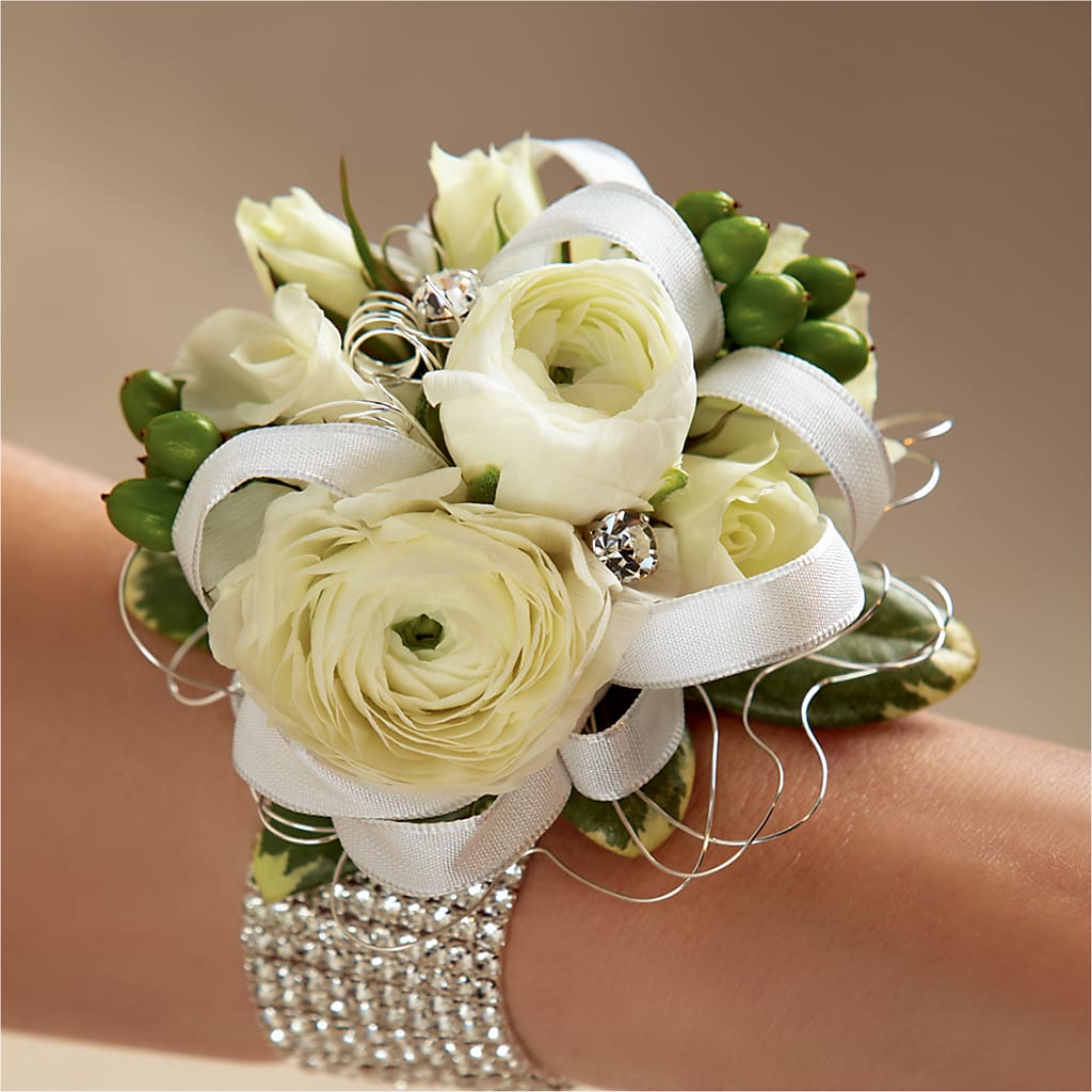 White Wedding Corsage – Coach House Floral Inc, Canal Fulton OH